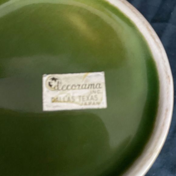 Pair Vintage Green Coffee Mugs and Creamer 1960-70's Decorama Japan - Picture 6 of 6